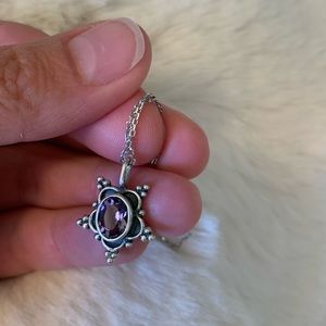 Italian silver necklace with amethyst pendant